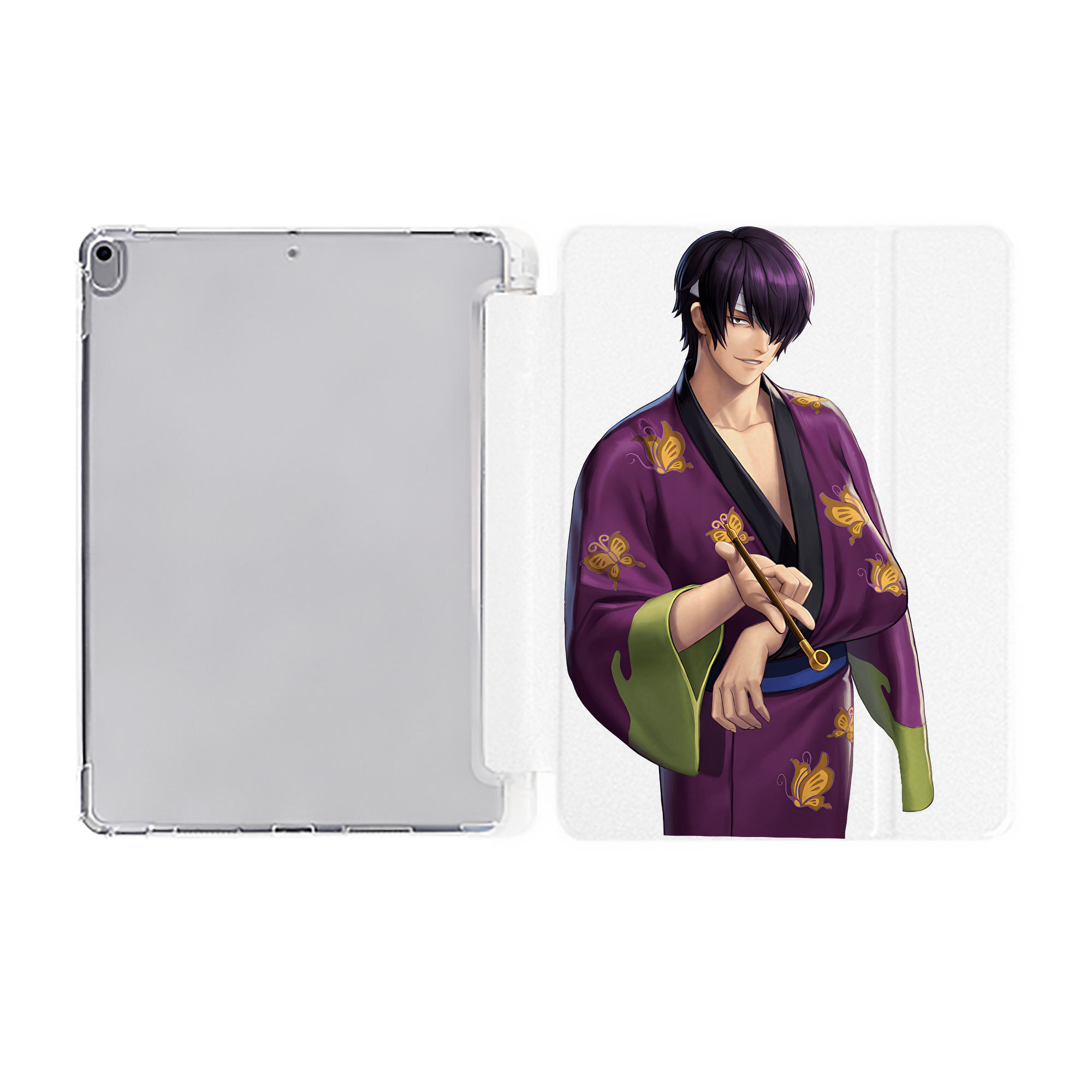 ぎんたま 坂田銀時（さかたぎんとき） 神楽 志村新八（しむら しんぱち） GINTAMA Sakata Gintoki Kagura Shimura Shinpachi IPad ケース ペン収納付き 三つ折りスタンド PUレザー×シリコン 対応機種9.5/10.5/10.9インチ